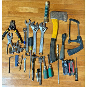 Mixed Hand Tool Lot Wrenches Sockets Ratchet Axe Pliers Husky